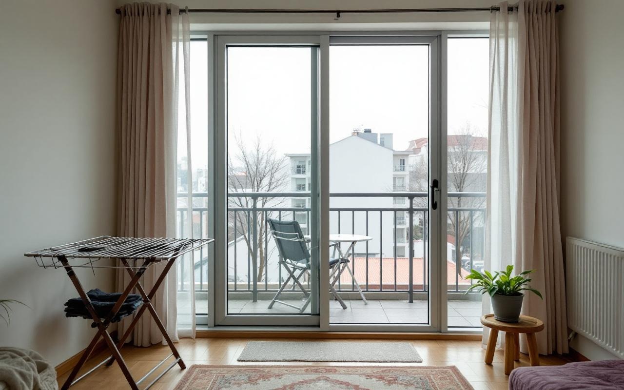 Modest mid-rise Batumi balcony with simple PVC sliding glazing